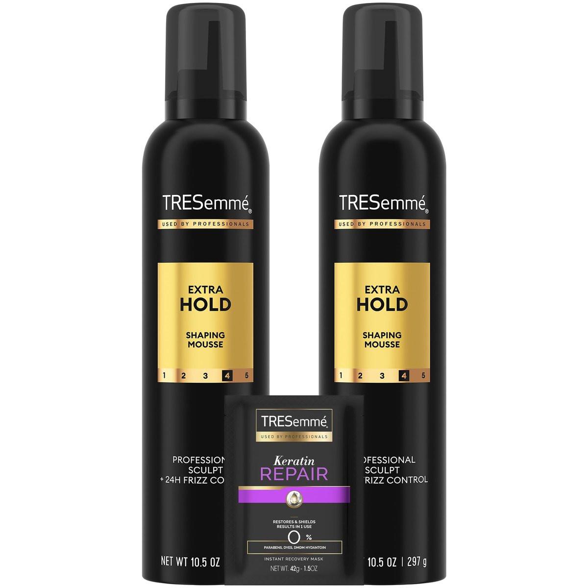 TRESemmé Shaping Mousse Extra Hold 2er-Pack – Feuchtigkeitsspendender Haarschaum für perfektes Styling, 24h Frizz-Kontrolle + Keratin-Maske