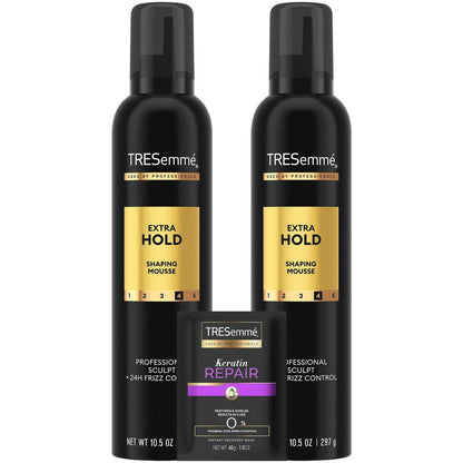 TRESemmé Shaping Mousse Extra Hold 2er-Pack – Feuchtigkeitsspendender Haarschaum für perfektes Styling, 24h Frizz-Kontrolle + Keratin-Maske