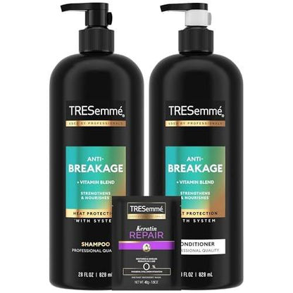 TRESemmé Shampoo & Conditioner Anti-Bruch + Keratin Maske – Stärkende Pflege für trockenes, geschädigtes Haar (2er-Pack, 28 Fl Oz)