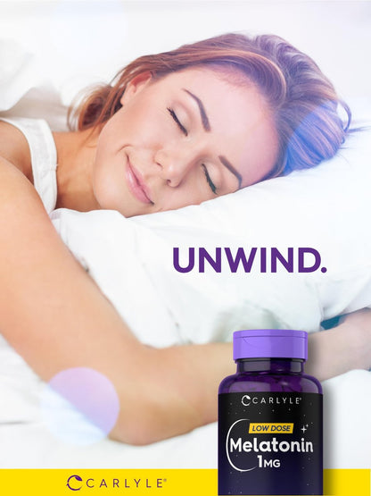 Carlyle Melatonin 1 mg | 220 schnell lösliche Tabletten | Niedrige Dosis | Vegetarisch, Nicht-GVO, Glutenfrei