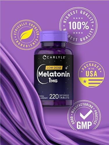 Carlyle Melatonin 1 mg | 220 schnell lösliche Tabletten | Niedrige Dosis | Vegetarisch, Nicht-GVO, Glutenfrei