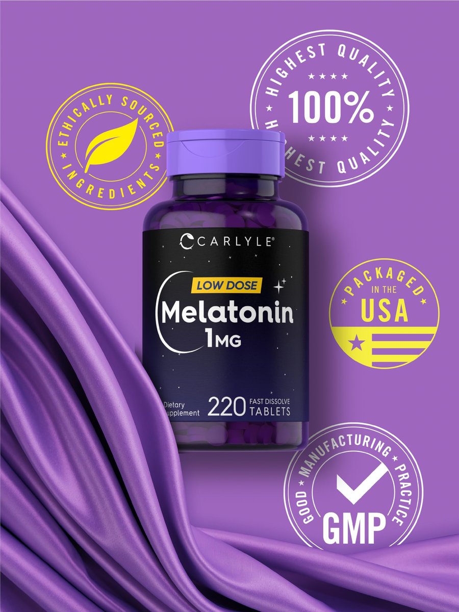 Carlyle Melatonin 1 mg | 220 schnell lösliche Tabletten | Niedrige Dosis | Vegetarisch, Nicht-GVO, Glutenfrei