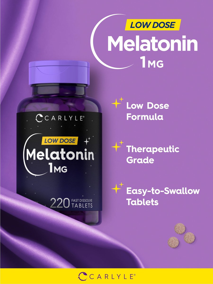 Carlyle Melatonin 1 mg | 220 schnell lösliche Tabletten | Niedrige Dosis | Vegetarisch, Nicht-GVO, Glutenfrei