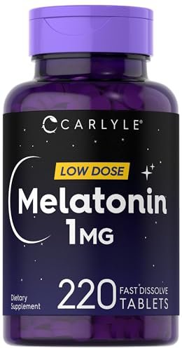 Carlyle Melatonin 1 mg | 220 schnell lösliche Tabletten | Niedrige Dosis | Vegetarisch, Nicht-GVO, Glutenfrei