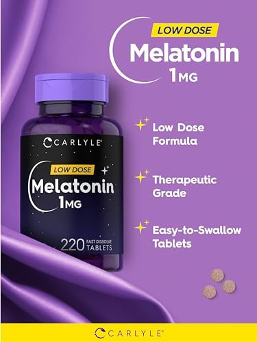 Carlyle Melatonin 1 mg | 220 schnell lösliche Tabletten | Niedrige Dosis | Vegetarisch, Nicht-GVO, Glutenfrei