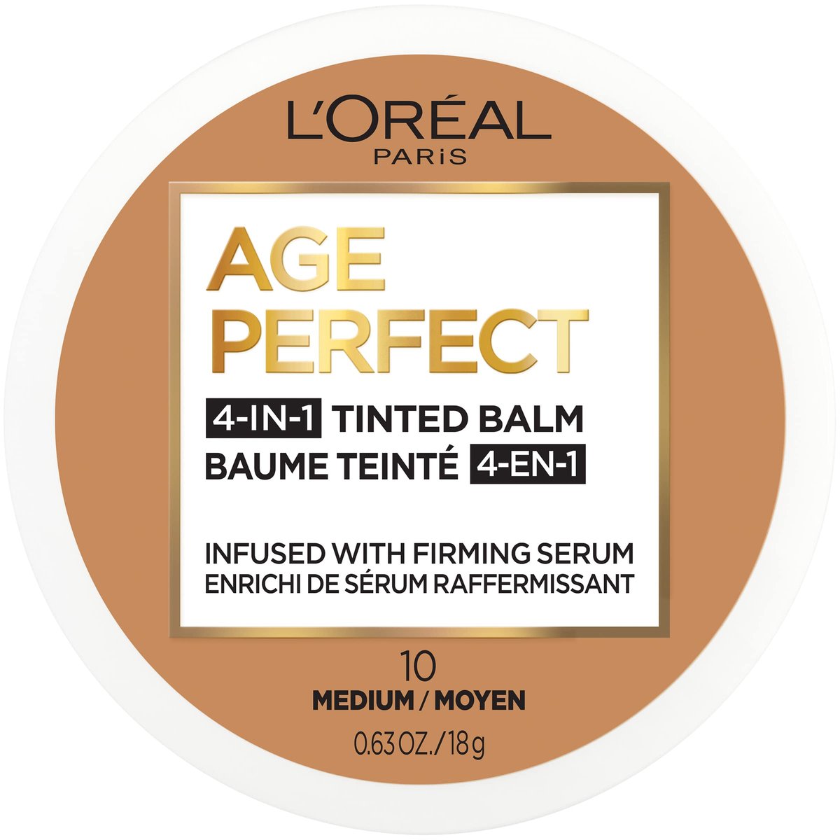 L'Oreal Paris Age Perfect 4-in-1 getönte Gesichtscreme mit festigendem Serum, Medium 10, 0,61 Unzen