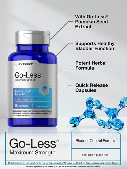 Horbäach Go Less Blasenkontrolle Nahrungsergänzungsmittel | 90 Kapseln | Höchststärke für Frauen und Männer | Nicht-GVO & Glutenfrei