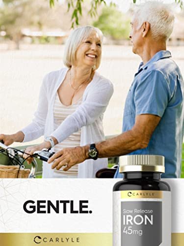 Carlyle Langzeit-Eisen 45 mg | 180 Tabletten | Eisen(II)-sulfat Mineralergänzung | für Männer & Frauen | Vegetarische, Nicht-GVO, Glutenfreie Formel