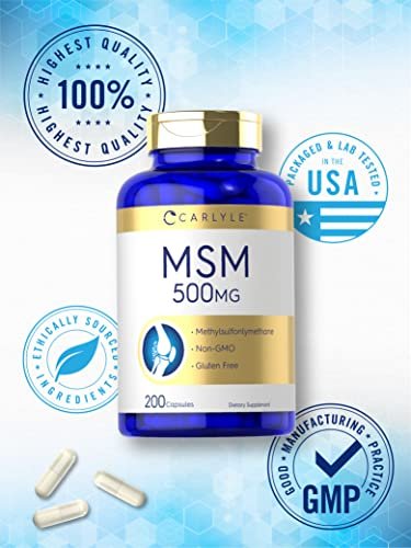 Carlyle MSM Kapseln | 500 mg | 200 Stück | Nicht-GVO & Glutenfrei | Methylsulfonylmethan