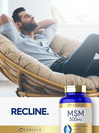 Carlyle MSM Kapseln | 500 mg | 200 Stück | Nicht-GVO & Glutenfrei | Methylsulfonylmethan