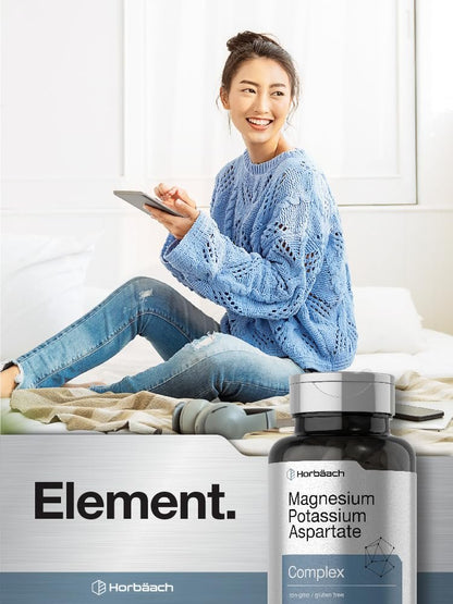 Horbäach Magnesium Kalium Aspartat Komplex | 180 Kapseln | Non-GMO & Glutenfrei