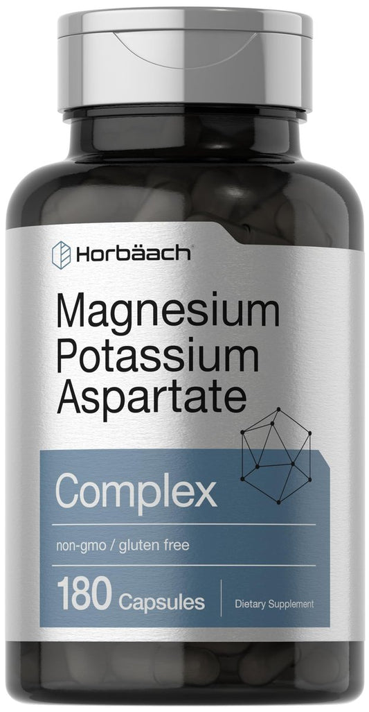 Horbäach Magnesium Kalium Aspartat Komplex | 180 Kapseln | Non-GMO & Glutenfrei