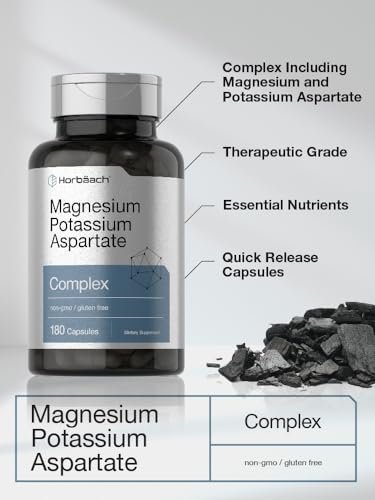 Horbäach Magnesium Kalium Aspartat Komplex | 180 Kapseln | Non-GMO & Glutenfrei