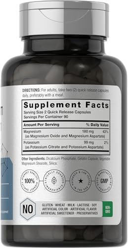 Horbäach Magnesium Kalium Aspartat Komplex | 180 Kapseln | Non-GMO & Glutenfrei