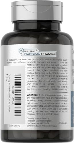 Horbäach Magnesium Kalium Aspartat Komplex | 180 Kapseln | Non-GMO & Glutenfrei