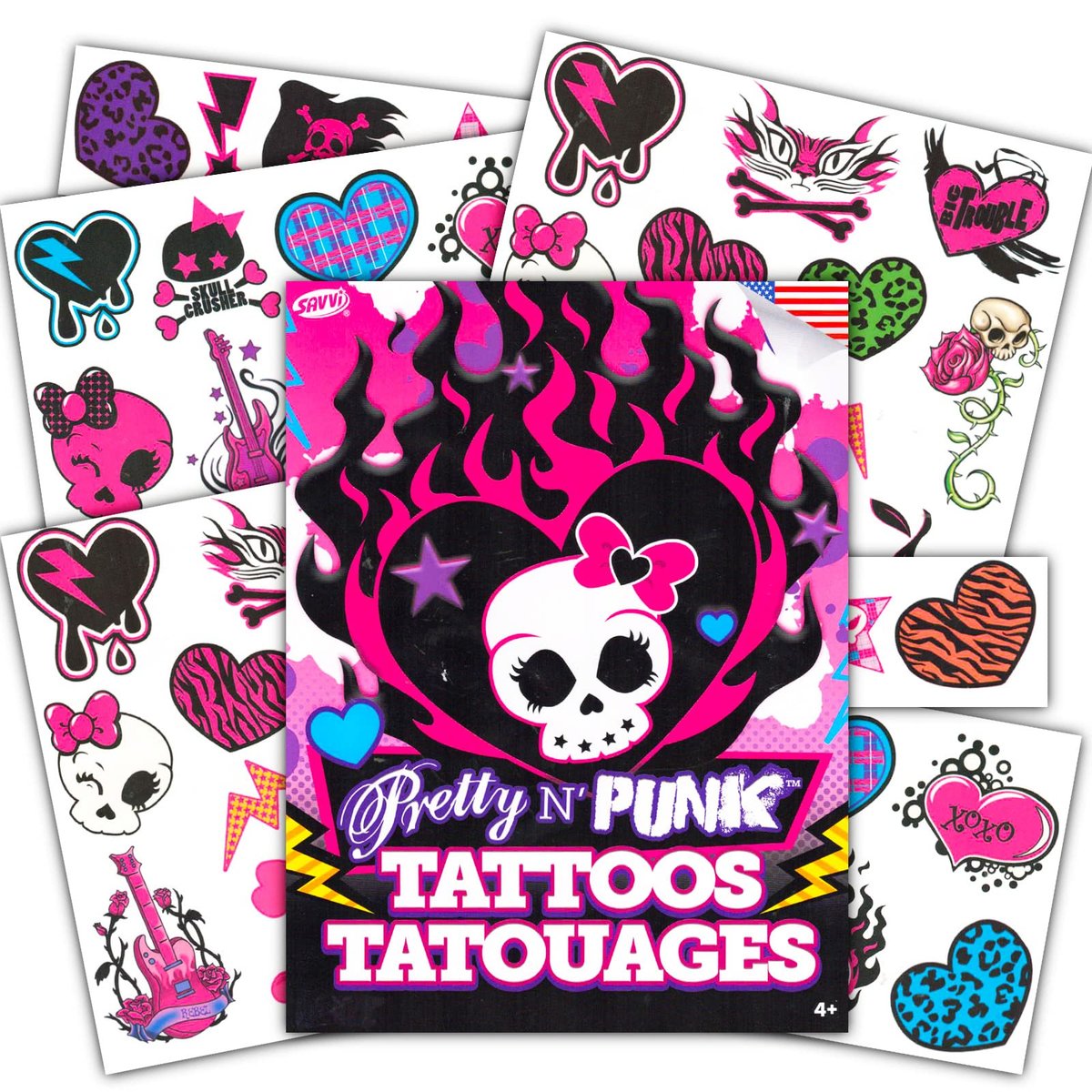 Rock Star Tattoos Temporäre Punkrock Tattoos für Mädchen – 50+ Aufkleber für Halloween-Kostüme und Partys