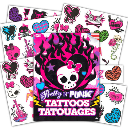 Rock Star Tattoos Temporäre Punkrock Tattoos für Mädchen – 50+ Aufkleber für Halloween-Kostüme und Partys