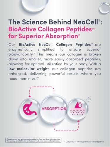 NeoCell Kollagen-Peptid-Kapseln | 270 Kapseln | mit Vitamin C und Biotin | Weidehaltung Rind | Für Haut, Haare & Nägel | Für Frauen und Männer