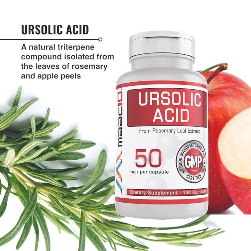 MAAC10 Ursolic Acid 50mg – 100 Kapseln (3-fach konzentriert: 150mg, 33-Tage-Portion) | Aus Rosmarinextrakt | Laborgeprüft | AMPK & Sirtuin-Aktivator
