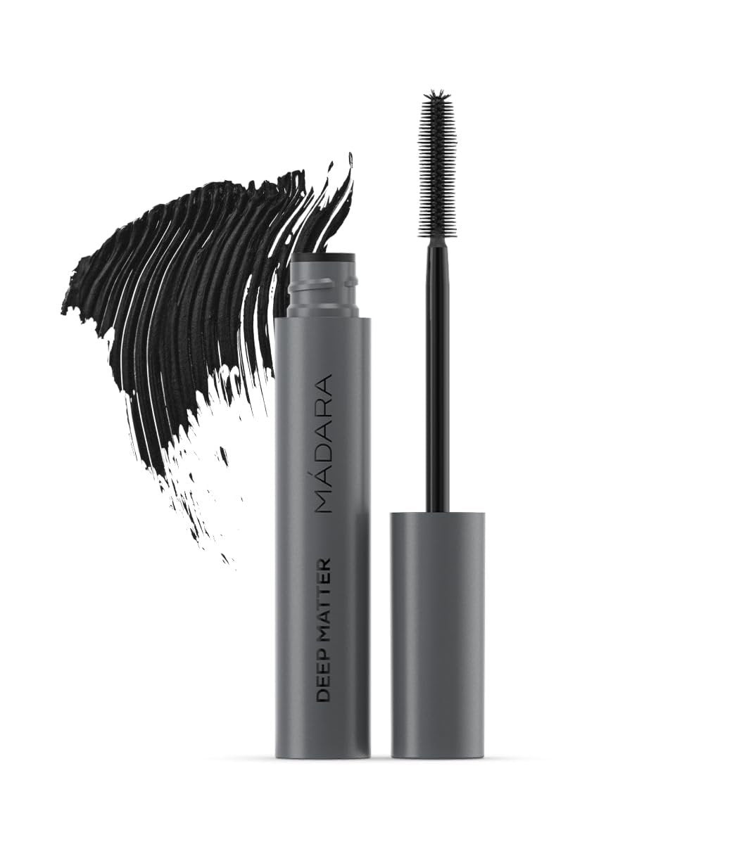 MÁDARA Deep Matter Bold Volume Mascara – vegane, hypoallergene Wimperntusche für Länge und Volumen, mit natürlichen Pigmenten, Rizinusöl und Peptiden, wischfest, ECOCERT zertifiziert, 0,20 oz