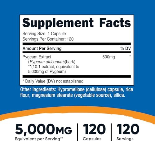 Nutricost Pygeum Extrakt 120 Kapseln – 120 Portionen pro Flasche – Vegan, GVO-frei und glutenfrei