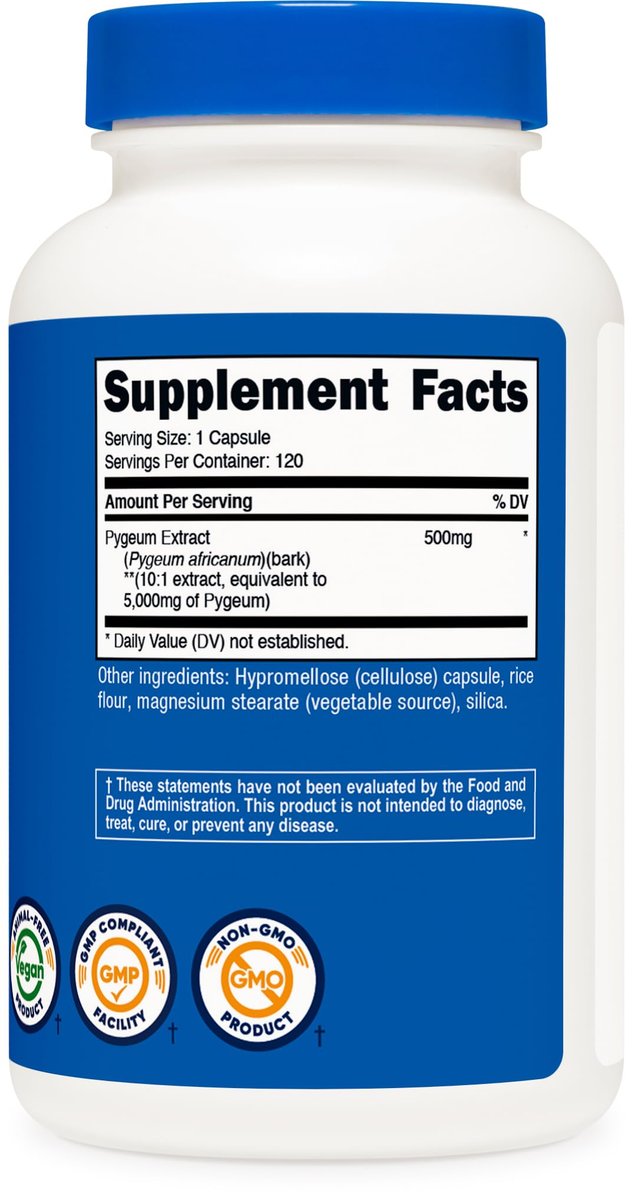 Nutricost Pygeum Extrakt 120 Kapseln – 120 Portionen pro Flasche – Vegan, GVO-frei und glutenfrei