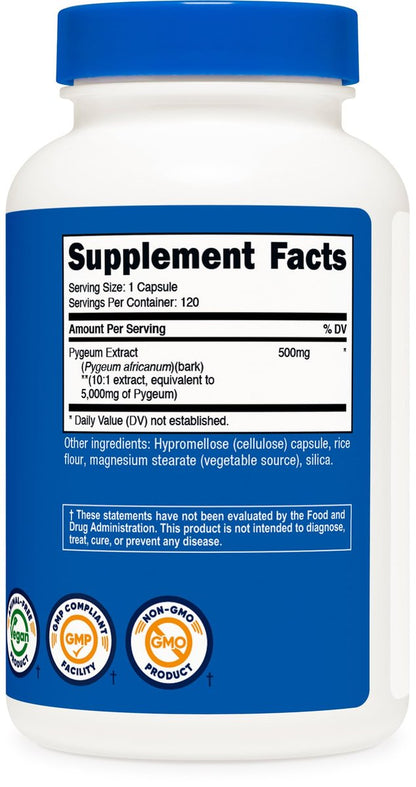 Nutricost Pygeum Extrakt 120 Kapseln – 120 Portionen pro Flasche – Vegan, GVO-frei und glutenfrei