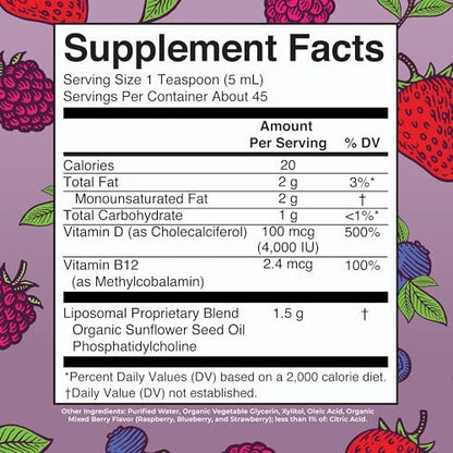 MaryRuth Organics Megadosis Vitamin D3 Liposomal | Vitamin D 4000 IE | Ultra-Absorption | Immununterstützung für Erwachsene | Knochengesundheit | VIT D3 | Vegan | Zuckerfrei | Glutenfrei | Ohne Gentechnik | 45 Portionen