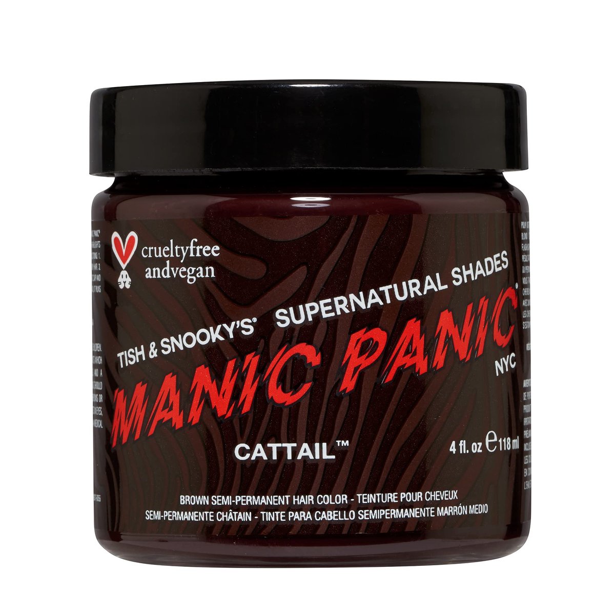 MANIC PANIC Cattail Mittelbraun Haarfarbe - Halbpermanentes, mittelbraunes Schokoladenbraun für Frauen und Männer - Vegan, PPD- & Ammoniakfrei (118 ml)