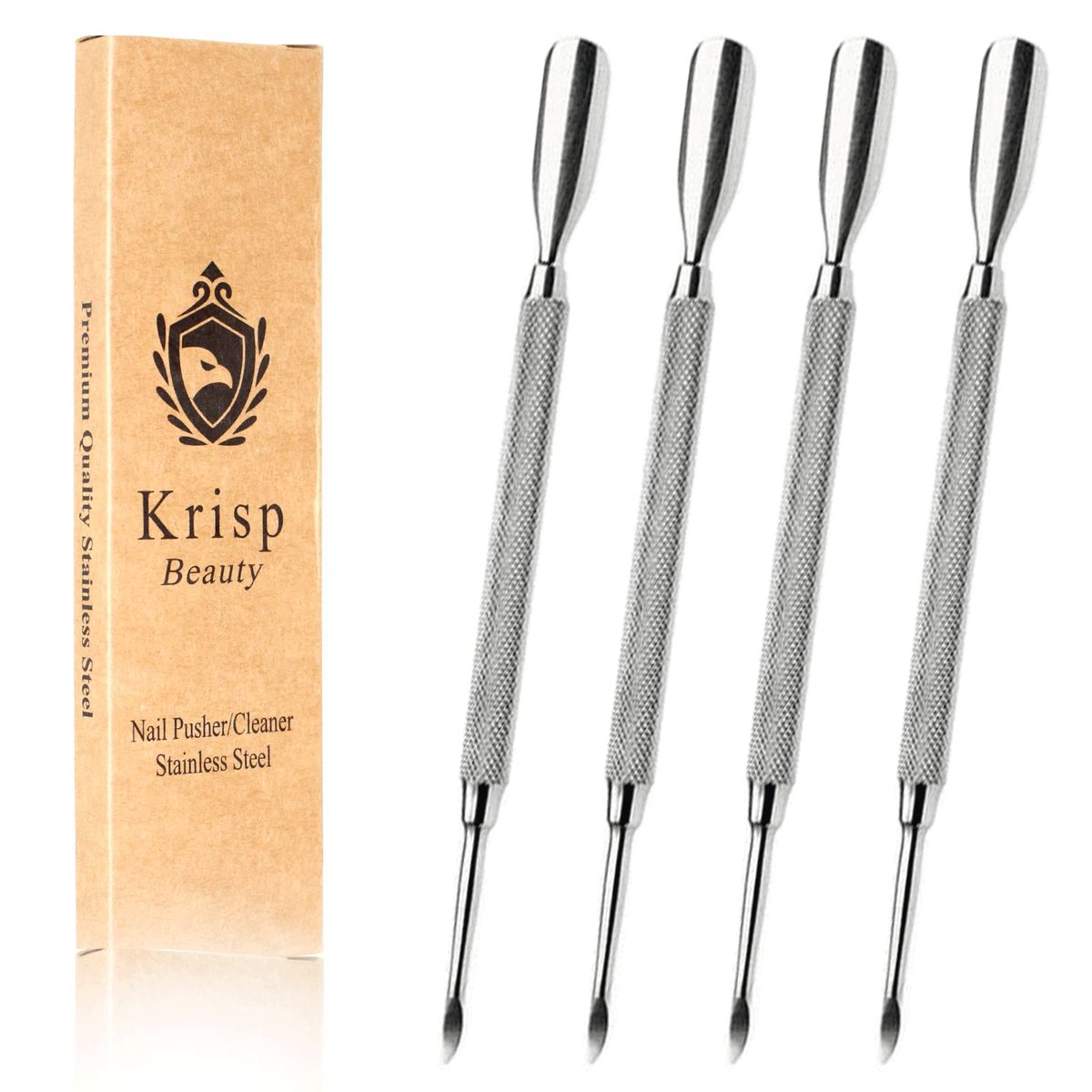 Professionelles Nagelhautentferner Set - 4-teiliges Cuticle Pusher Werkzeug aus Edelstahl für Maniküre und Pediküre