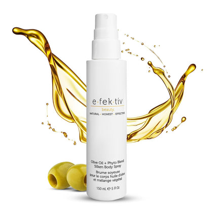 e.fek.tiv beauty Olive Oil Plus Phyto Blend Seidiges Körperspray - Tägliches Hautöl - Körperöl nach dem Duschen - Tiefenfeuchtigkeit - Sulfatfrei - Vegan - Unisex - 150 ml