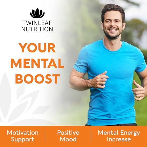 TWINLEAF NUTRITION Dopamin Hirnunterstützung Supplement, 1000 mg Mischung - Hergestellt in den USA - mit DMAE, Vitamin B12 und L-Tyrosin - Steigert das geistige Wohlbefinden - 60 Kapseln