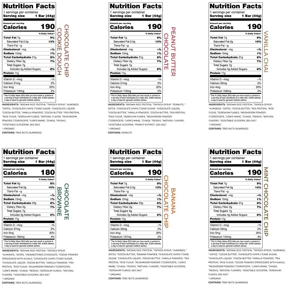 Balanced Tiger Vegan Protein Bars mit funktionellen Pilzen | Löwenmähne, Shitake, Reishi & Maitake | 6 Riegel Probierpaket