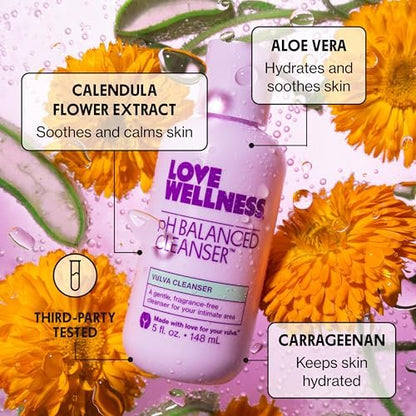 Love Wellness pH-Balance-Reiniger | Femininwaschgel | Duftfrei | Intimwaschgel für ausgeglichenen pH-Wert, Intimhygiene & Gesundheit | Nicht reizend mit Aloe Vera für empfindliche Haut | 150 ml
