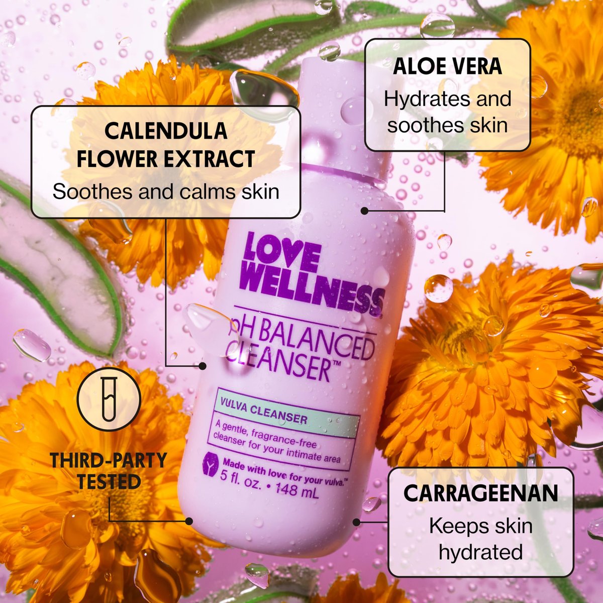 Love Wellness pH-Balance-Reiniger | Femininwaschgel | Duftfrei | Intimwaschgel für ausgeglichenen pH-Wert, Intimhygiene & Gesundheit | Nicht reizend mit Aloe Vera für empfindliche Haut | 150 ml