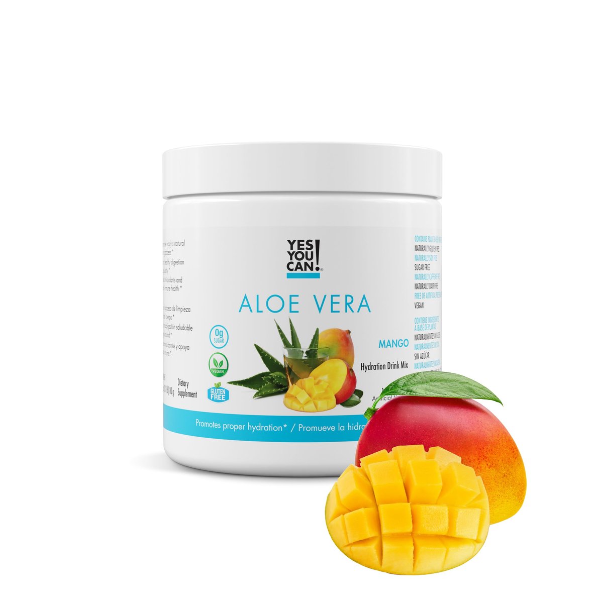 Yes You Can! Aloe Vera Pulvergetränk – Mango-Geschmack, 40 Portionen – Hydrationsbooster mit reinem Bio-Aloe-Vera-Extrakt – Antioxidantienreich – Hergestellt in den USA