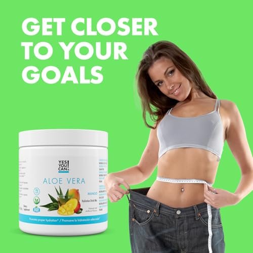 Yes You Can! Aloe Vera Pulvergetränk – Mango-Geschmack, 40 Portionen – Hydrationsbooster mit reinem Bio-Aloe-Vera-Extrakt – Antioxidantienreich – Hergestellt in den USA