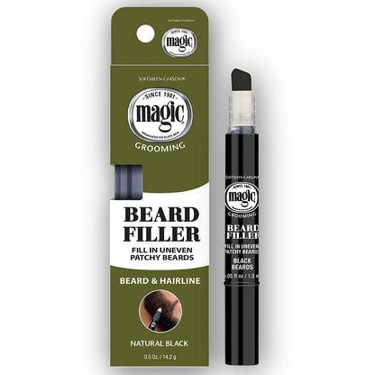 SoftSheen-Cason Magic Grooming Bartfüllstift für Männer – Wasserfest, füllt lückenhafte Bärte und deckt graue Haare ab – Natur Schwarz, 0,05 Fl Oz
