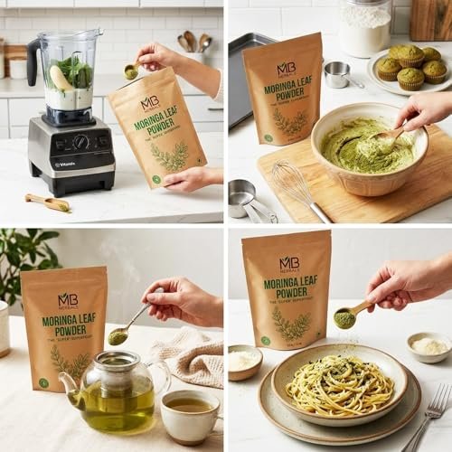 MB Herbals Moringa Pulver – 227g (8 oz) | 100% reines Moringa-Blattpulver | Löst sich leicht in Getränken & Smoothies | Ohne Konservierungsstoffe