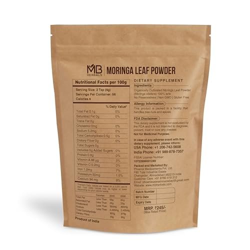 MB Herbals Moringa Pulver – 227g (8 oz) | 100% reines Moringa-Blattpulver | Löst sich leicht in Getränken & Smoothies | Ohne Konservierungsstoffe