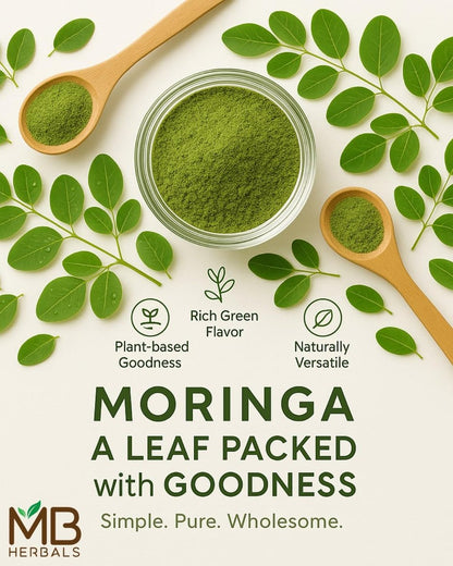 MB Herbals Moringa Pulver – 227g (8 oz) | 100% reines Moringa-Blattpulver | Löst sich leicht in Getränken & Smoothies | Ohne Konservierungsstoffe