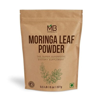 MB Herbals Moringa Pulver – 227g (8 oz) | 100% reines Moringa-Blattpulver | Löst sich leicht in Getränken & Smoothies | Ohne Konservierungsstoffe