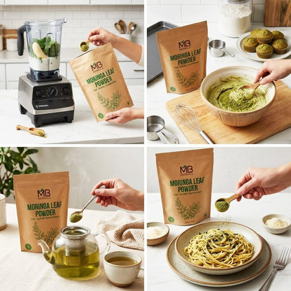 MB Herbals Moringa Pulver – 227g (8 oz) | 100% reines Moringa-Blattpulver | Löst sich leicht in Getränken & Smoothies | Ohne Konservierungsstoffe
