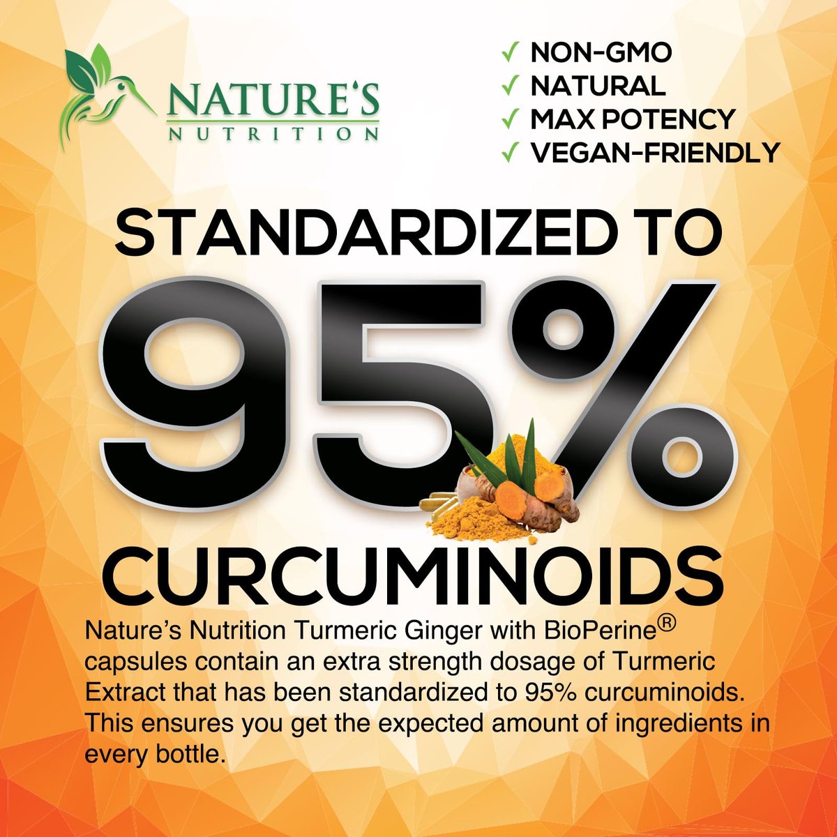 Curcumin mit BioPerin und Ingwer – 2000 mg Bio-Turmeric pro Portion, 95 % Curcuminoide, mit schwarzem Pfeffer für beste Absorption – vegane Gelenkunterstützung – 120 Kapseln
