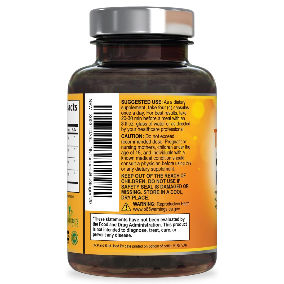 Curcumin mit BioPerin und Ingwer – 2000 mg Bio-Turmeric pro Portion, 95 % Curcuminoide, mit schwarzem Pfeffer für beste Absorption – vegane Gelenkunterstützung – 120 Kapseln