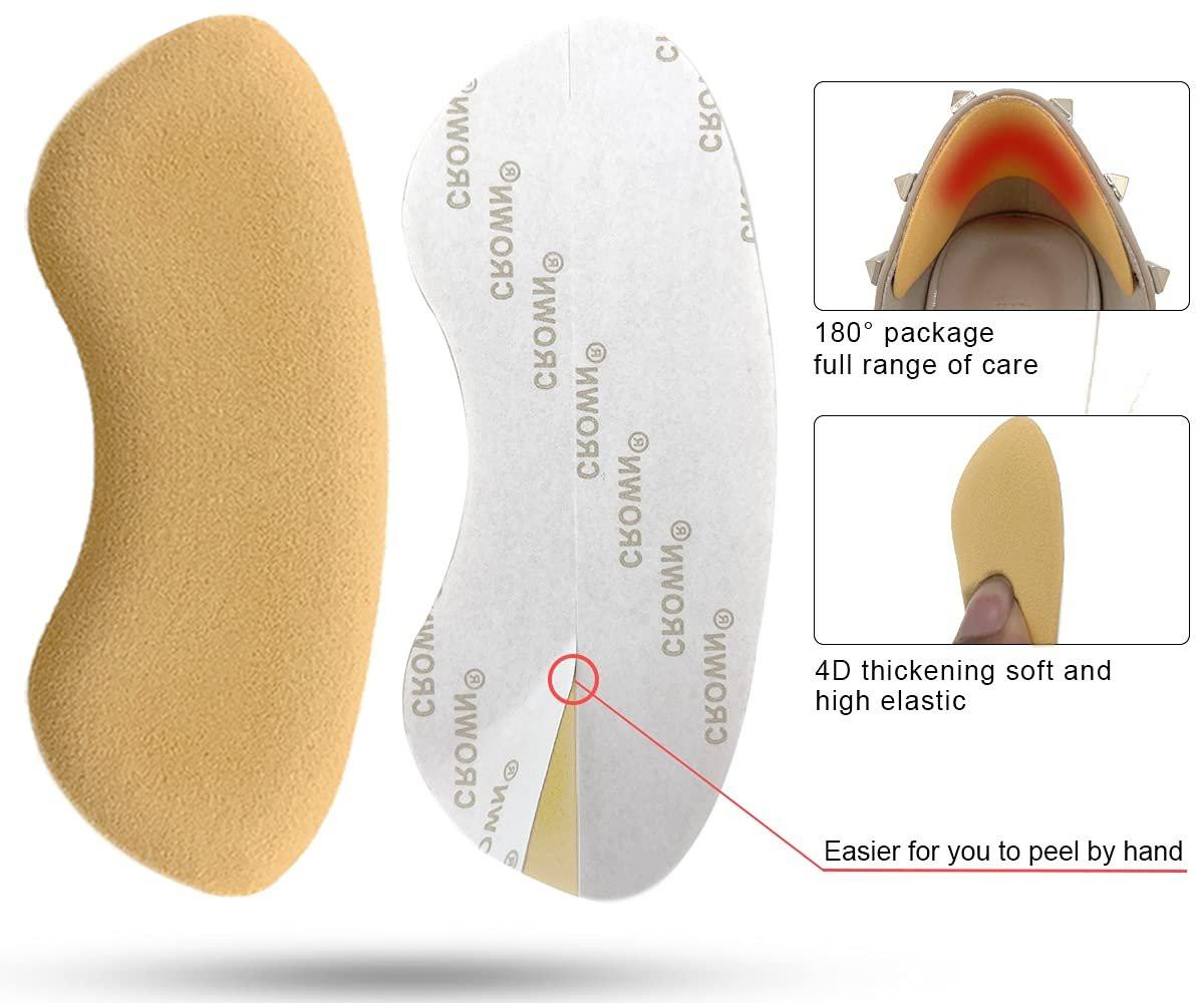 Dr. Foot Fersenpolster für Damen und Herren, selbstklebende Fersenkissen-Einlagen verhindern Rutschen, Reiben, Blasen, Fußschmerzen und verbessern die Passform - 2 Paar (Khaki)