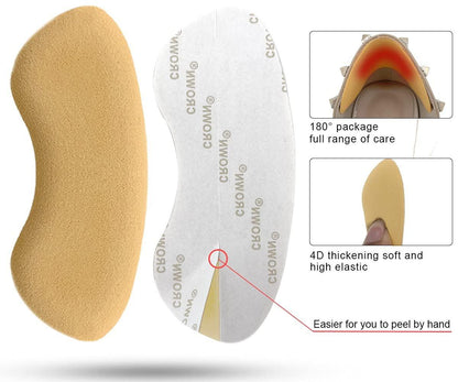 Dr. Foot Fersenpolster für Damen und Herren, selbstklebende Fersenkissen-Einlagen verhindern Rutschen, Reiben, Blasen, Fußschmerzen und verbessern die Passform - 2 Paar (Khaki)