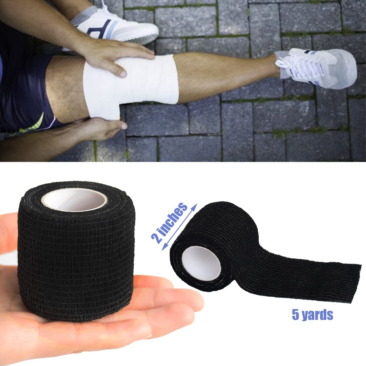 Gondiane 9er-Pack 2" x 5 Yards Selbstklebende Bandage, Selbstklebende Wickel für Knöchel, Handgelenk, Finger, Sport, Atmungsaktives Kohäsivband für Haustiere (Mehrfarben)