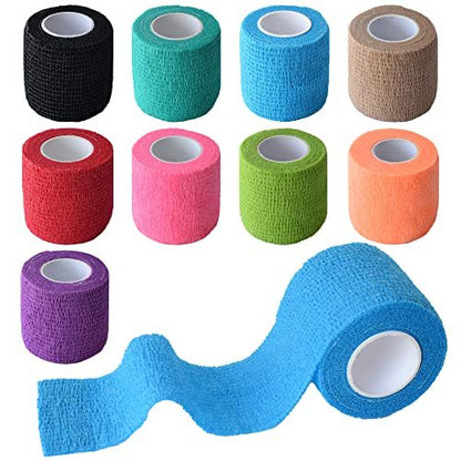 Gondiane 9er-Pack 2" x 5 Yards Selbstklebende Bandage, Selbstklebende Wickel für Knöchel, Handgelenk, Finger, Sport, Atmungsaktives Kohäsivband für Haustiere (Mehrfarben)