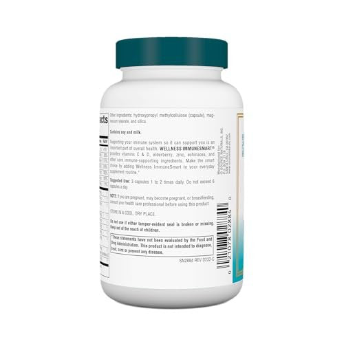 Source Naturals Wellness ImmuneSmart – Tägliche Immununterstützung mit Vitaminen A, C, D, Zink, Holunder, Echinacea, Andrographis, Truthahnschwanz und Knoblauch – 90 Kapseln